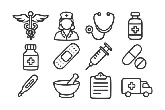 A Collection of Outline Medical Icons