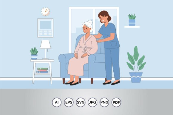 Caregiver Nurse Assisting Elderly Woman