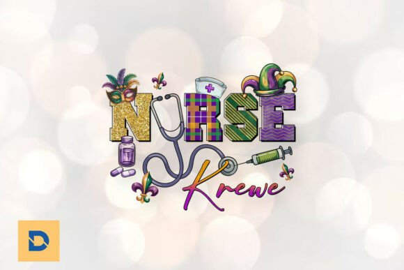 Colorful Nurse Krewe Mardi Gras PNG