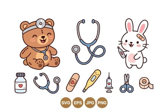 Cute Kids Medical Clipart Set