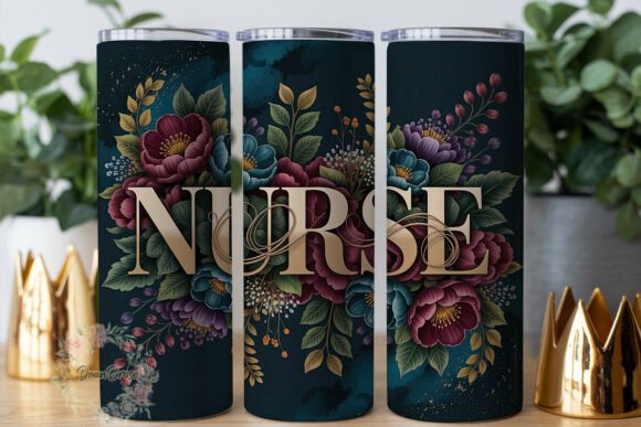Elegant Floral Nurse Tumbler Wrap
