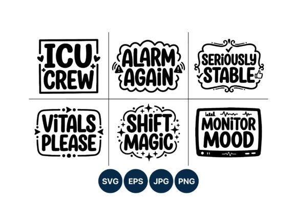 Icu Crew Medical Phrases Vector