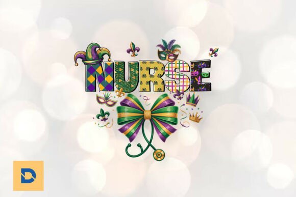 Mardi Gras Nurse Sublimation PNG