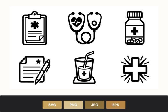 Medical Icons Black and White Set Vector