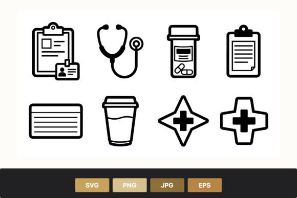 Medical Icons Set Black White