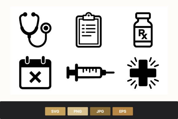 Medical Icons Set with Stethoscope