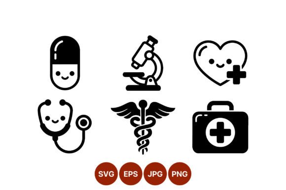 Medical Icons Vector Set Black White