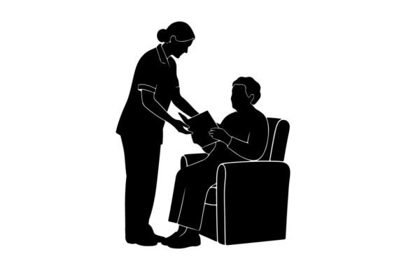 Nurse Assisting Elderly Patient Vector I