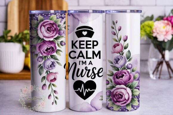 Nurse Floral Watercolor 20oz Tumbler