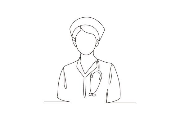 Nurse Line Art, Medical Professional