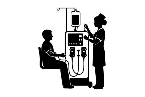 Nurse Monitoring Patient Dialysis Machin