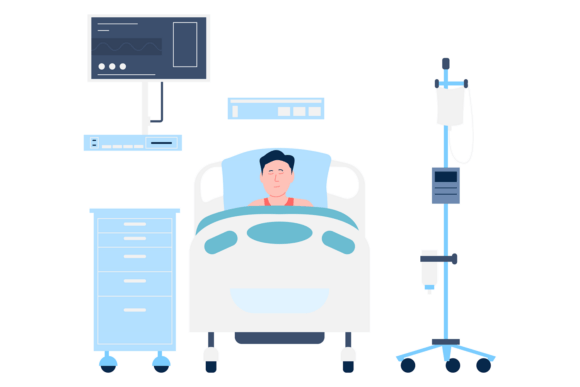 Patient in Hospital Bed. Medical Clinic
