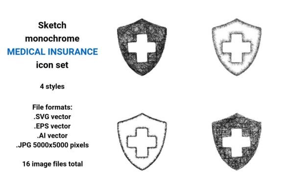 Sketch Medical Insurance Icon Set