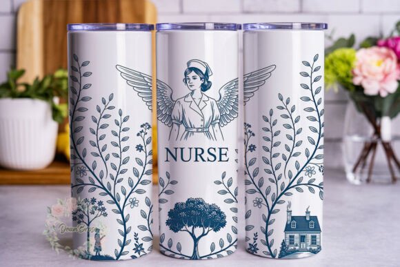 Toile Nurse Floral Design 20oz Wrap