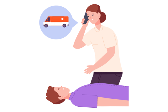 Woman Call Medical Emergency. Accident V